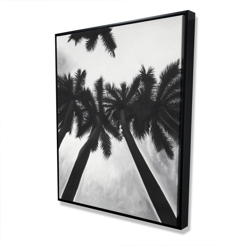 Palmiers monochromes - art marin sur toile encadré noir