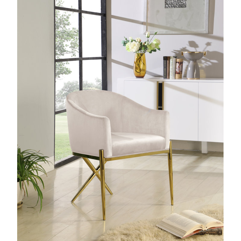 Xavier Upholstered Dining Chair, Gold, Cream Velvet