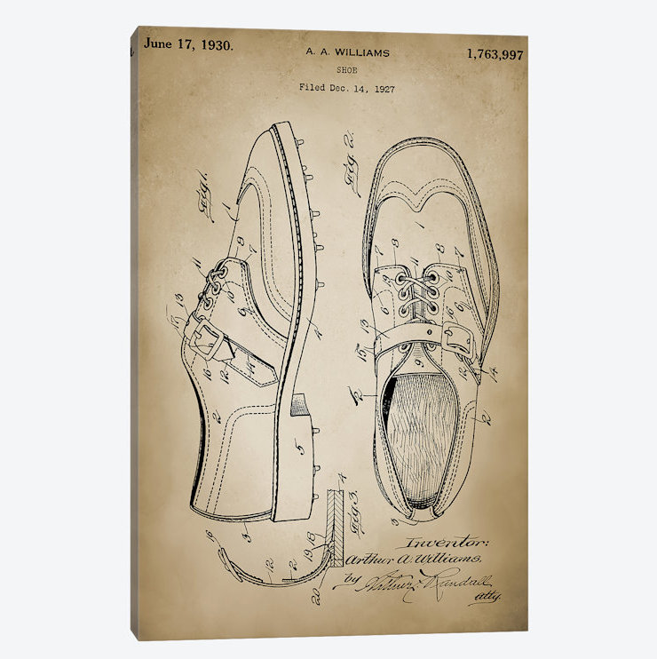 «Golf Shoes» par VernPrintStore, reproduction d'art graphique sur toile, H 26 po x l 18 po x P 1,5 po, Pas de tapis