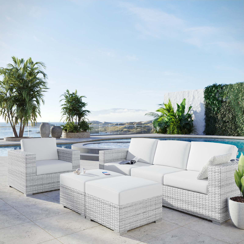 Ensemble de patio extérieur 4 pièces Convene, Blanc