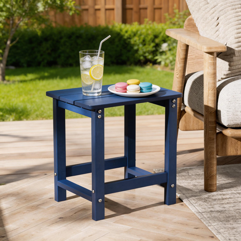 2 pièces Table d'appoint d'extérieur HiPS, table d'appoint de patio durable et résistante aux intempéries pour chaises Adirondack, petite table d'extérieur carrée portante de 200 lb pour cour, piscine, patio, porche, jardin, pelouse, compagnon de détente (ensemble de 2)