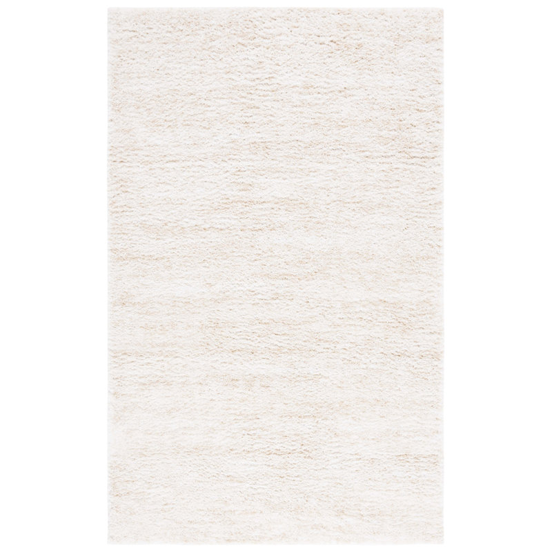 Abdiladif Shag Flokati Area Rug In Ivory & Beige, Rectangle 135 x 196 cm