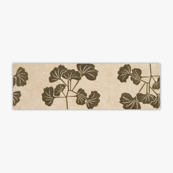 Ivory Honed Green Engraving Travertine 4x12 Decorative Border