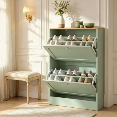 Meuble à chaussures élégant, organisateur de chaussures moderne et dissimulé, meuble à chaussures d'entrée étroit (meuble à chaussures seulement)