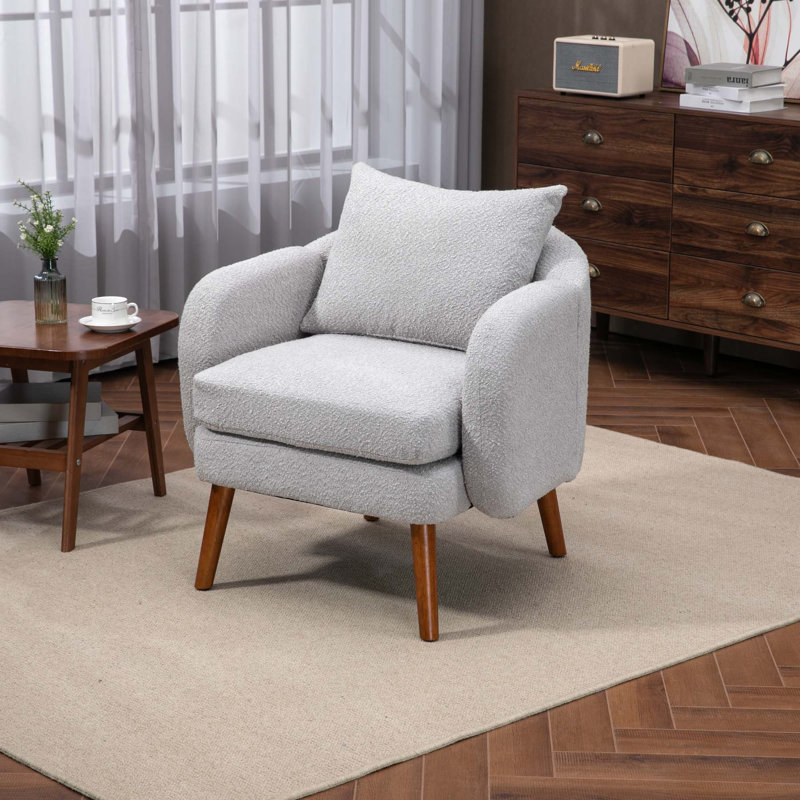 Keiden Upholstered Armchair, Gray Boucle