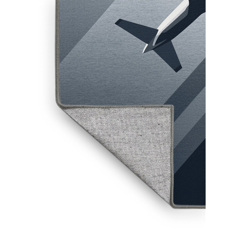 Machine Washable Eldred Modern Commercial Jet Modern & Contemporary Rug in Gray – Gray Binding, 8x10