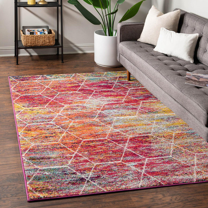 Tapis géométrique fuchsia, Rectangle 10 pi x 13 pi 1 po