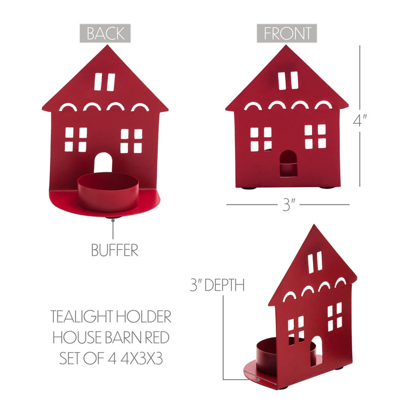 Ensemble de 4 bougies chauffe-plat Festive Finds 4,5 x 3,75 x 2,25, Rouge campagnard