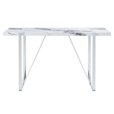 Modern Dining Table, 55 inch Faux Marble Kitchen Table for 4 People by Ivy Bronx