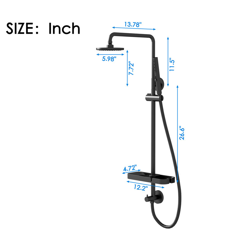 3 Function Retrofit Shower System, Matte Black