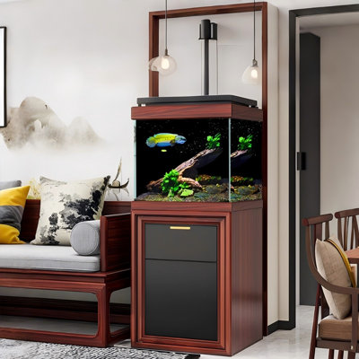21.97"Modern medium-sized bottom-filtered ultra-clear glass fish tank