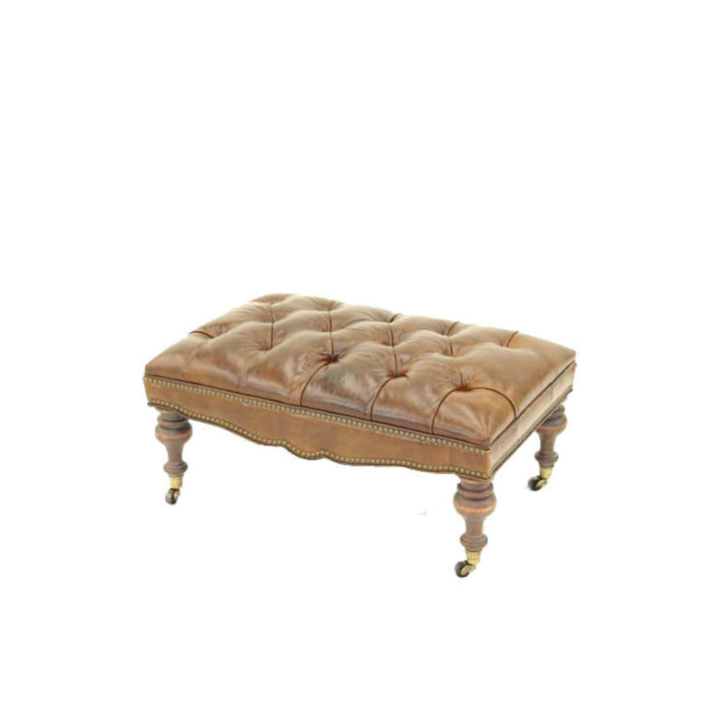 Leather Ottoman, Croc Gator Brown, Brushy Bayou, Old Gold E