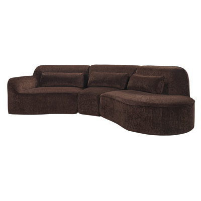 Corbin 123" Modern Curved Compression Sectional Sofa