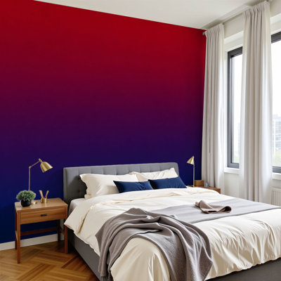 Papier peint auto-adhésif à motif abstrait dégradé rouge foncé à bleu foncé H 100 po x l 144 po pour chambre à coucher