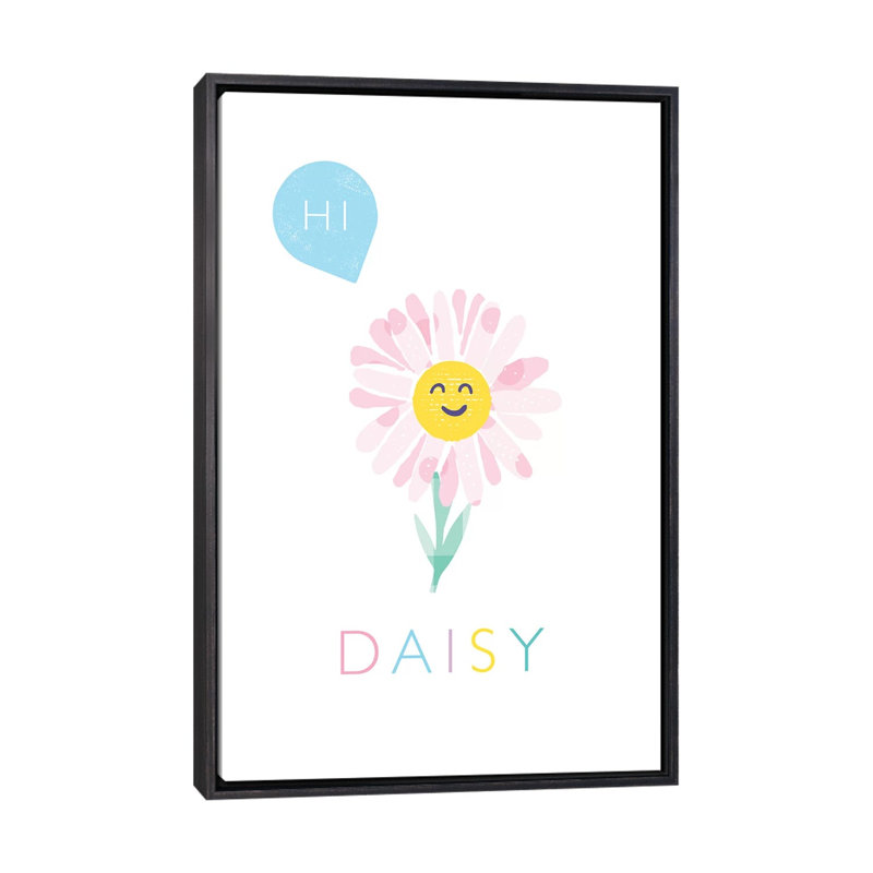 Marguerite - reproduction d'impression, Pas de tapis, Toile avec cadre noir patiné, H 26 po x l 18 po x 1,5 po