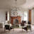 8-Light 44" Modern Farmhouse Candle Style Black Chandelier with Crystal Accents for Dining Room and Living Room.