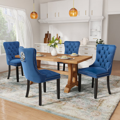 High-end Tufted Velvet Upholstered Dining Chairs Side Chairs Set of 4
