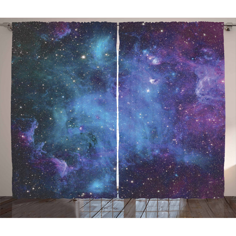 Outer Space Semi-Sheer Rod Pocket Curtain Panels, 54" W x 84" L