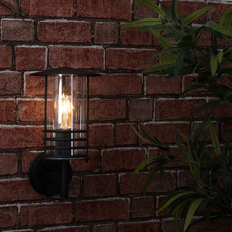Spruce Head Black Outdoor Wall Lantern, Included