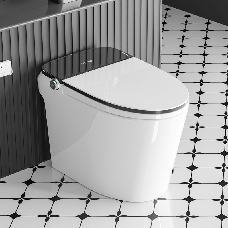 Toilette intelligente H 17 po avec bidet intégré allongé avec siège à ouverture / fermeture automatique, chasse d'eau automatique, siège chauffant