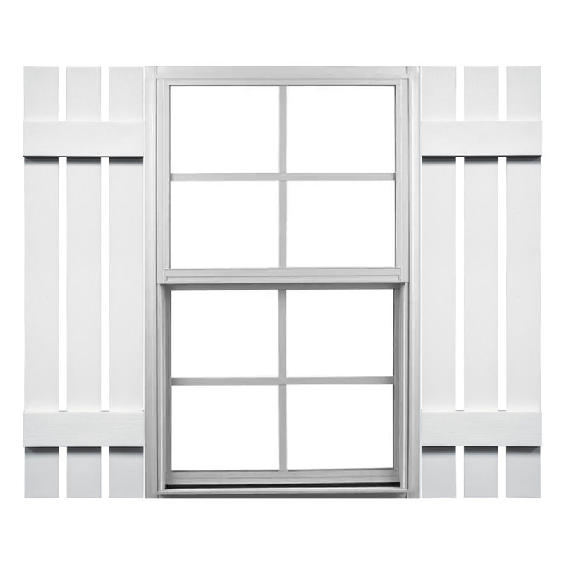 Mid-America vinyle, paire de volets espacés de taille standard à trois planches, Blanc, 39 po