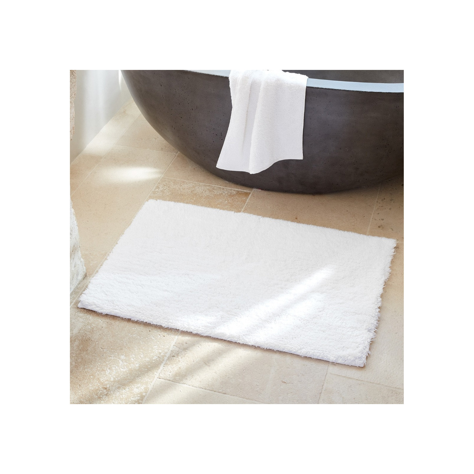 Shag Organic Bath Rug, Alpine White, 50" L x 30" W