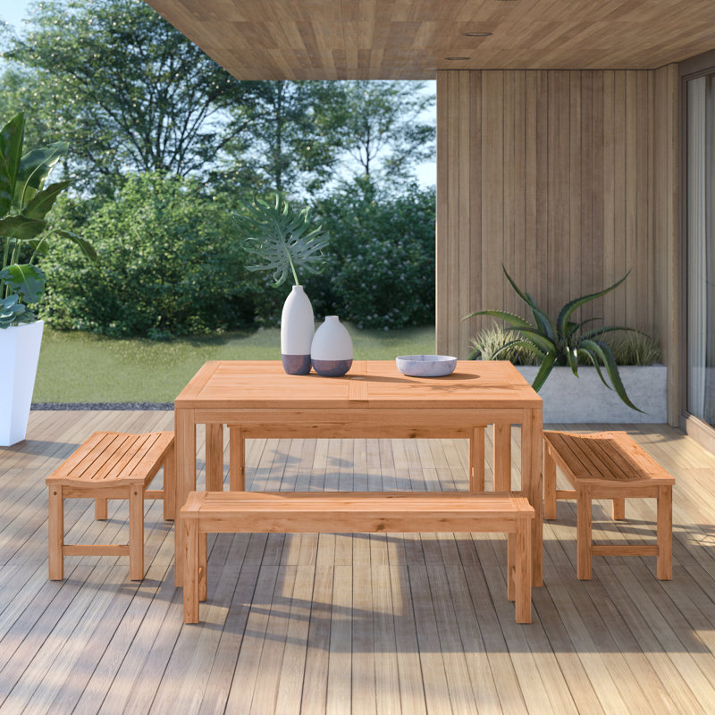 Anautica 8 - Person Teak Wood Patio Dining Set with Square Table