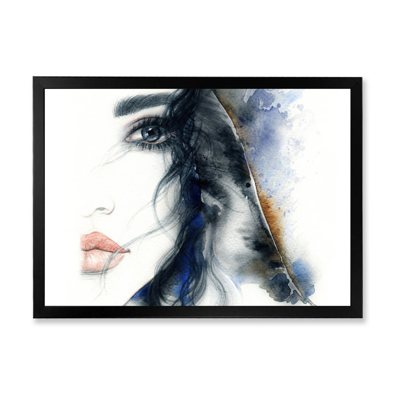 «Colorful Fashion Woman Portrait II», reproduction d'art sur toile, H 8 po x l 12 po x P 1 po, Cadre photo noir