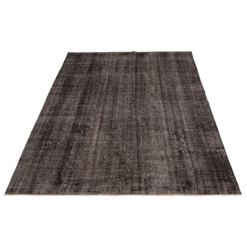 Tapis noir en laine noué à la main de conception unique 2000S 6 pi 8 po x 10 pi 3 po Oliwer