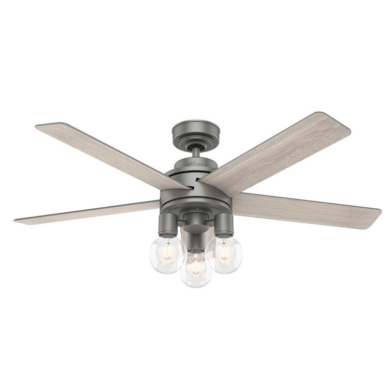 52" Hardwick 5 - Blade Standard Ceiling Fan with Remote Control and Light Kit Included, Gray