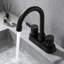 Robinet de lavabo de salle de bain à 2 poignées, robinets de salle de bain centre noir mat pour 2/3 trous-127342987