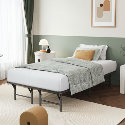 Marple 16 Inch Basics Sturdy Foldable Steel Platform Bed Frame, 14-inches of Under Bed Storage Clearance
