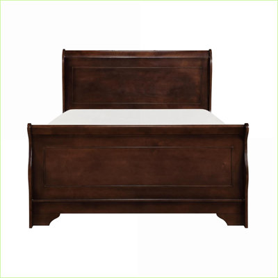 Cadre de lit grand lit en bois de style Louis Philippe avec finition cerisier foncé