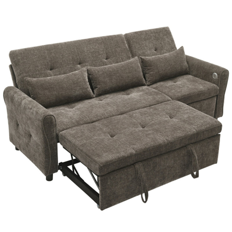 Three-seater Sofa with a Sofa Bed and a Reversible Recliner Sofa, Dark Grey Chenille