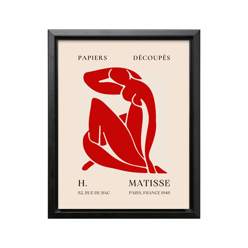 Henri Matisse - rouge nu, 11"H x 14"W, Canvas, Black Framed