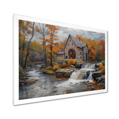 Automne brun et blanc, photo architecturale de moulins - art mural Mills