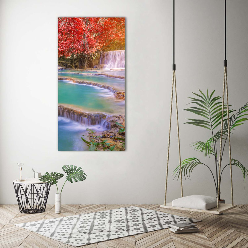 Waterfall In Autumn - Wrapped Canvas Print