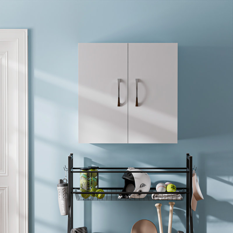 2-Door Wall Cabinet with Adjustable Shelf, White