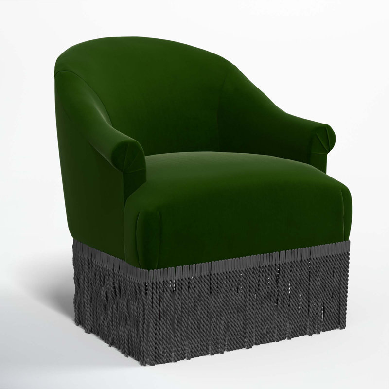 Fauteuil à oreilles Callie, Noir, Velours luxueux émeraude