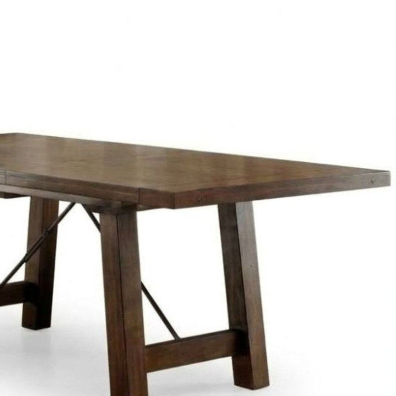 Isaac Transitional Medium Oak Wood Dining Table Seats 6