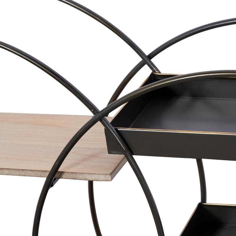 Alissabeth Metal Overlapping Circle 5 Level Geometric Black Wall Shelf with Wood Accents