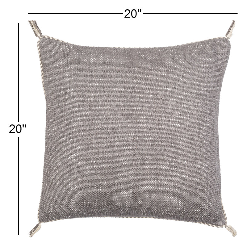 Tenor Tassels Reversible Throw Pillow, Down, Cream/Black, 20" x 20"