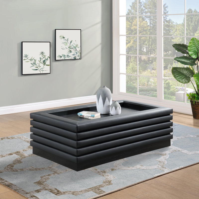 Rory Solid Coffee Table, 16" H x 39" L x 39" D, Black