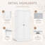 Garde-manger en métal blanc, armoire de rangement haute avec 2 portes, 4 tablettes réglables, tablette à micro-ondes et ancrage mural pour la cuisine, la salle de lavage, la salle de bain et le bureau personnel-531298702