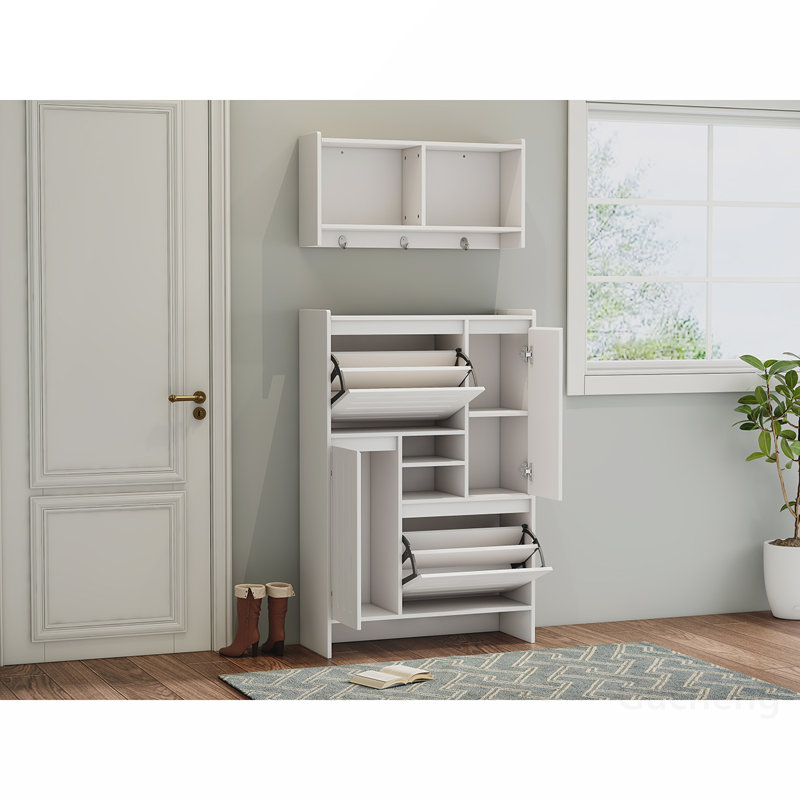 Versatile Narrow Shoe Cabinet with Multiple Storage Options for Home Organization