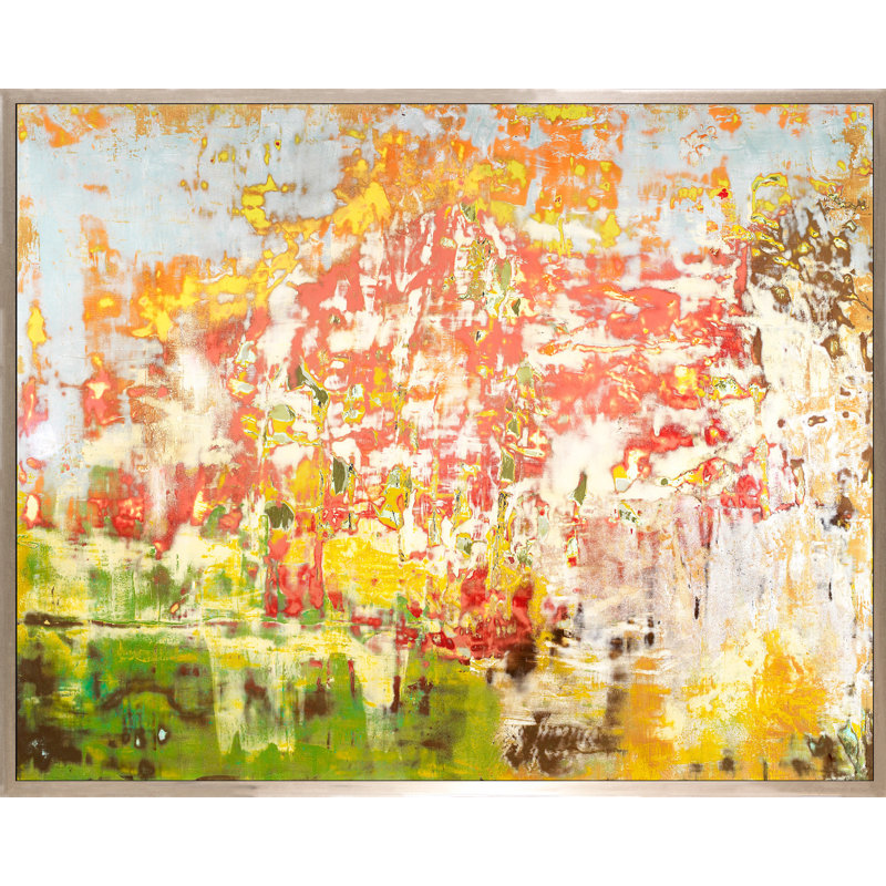 Field Of Begonias Painting, Silver Framed
