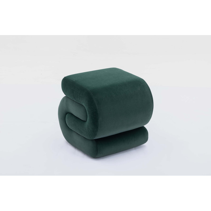 Merchiston Solid Wood Accent Stool, Dark Green