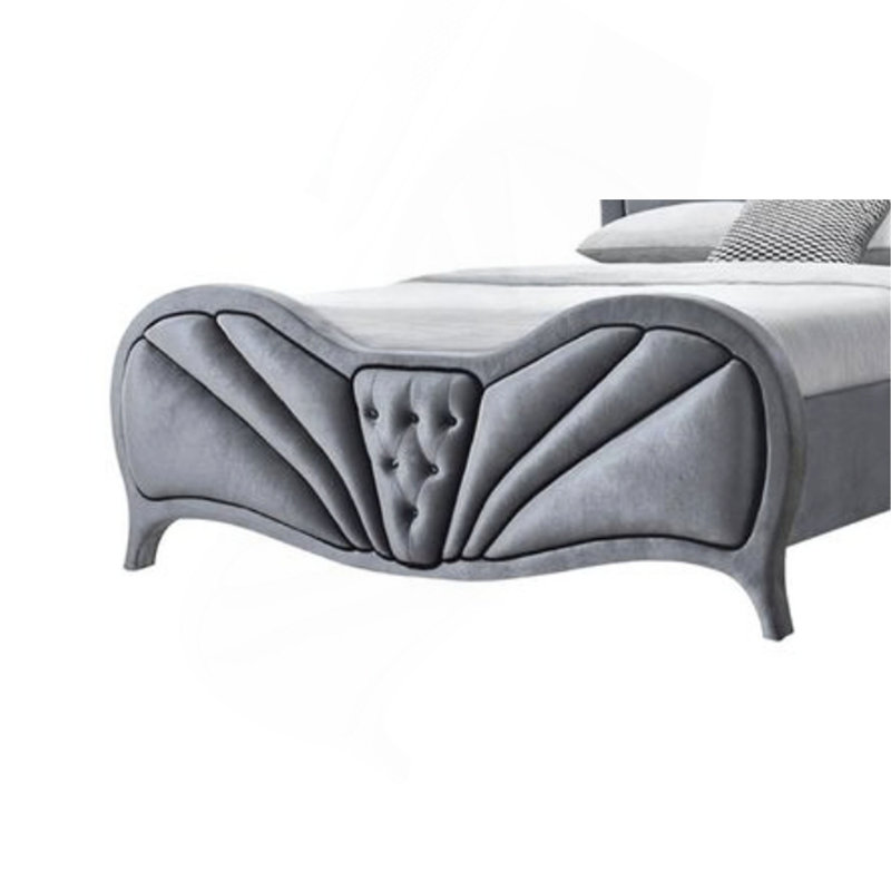 Grand lit en velours gris Dante