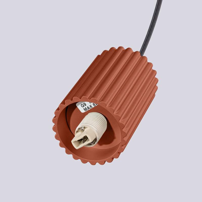 Bernis 1 - Light Brushed Nickel Pendant, Red