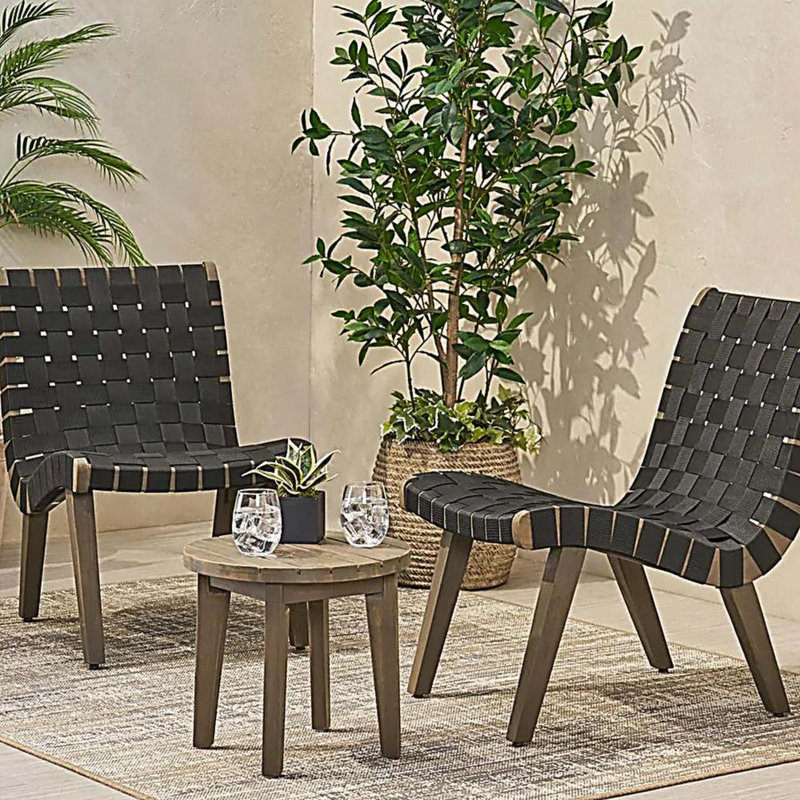 Outdoor 3-Piece Wood Patio Seating Set